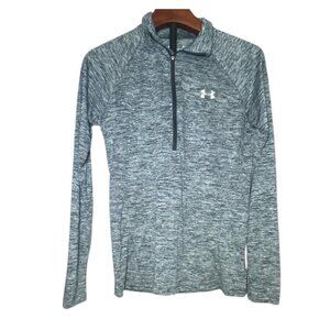 Under Armour HeatGear Gray Long Sleeve 1/4 Zip Performance Training Wicking